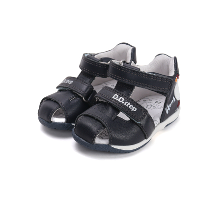 Sandale din piele naturala, flexibile pentru primii pasi G111-61581A  in culoarea albastru pentru baieti [6]