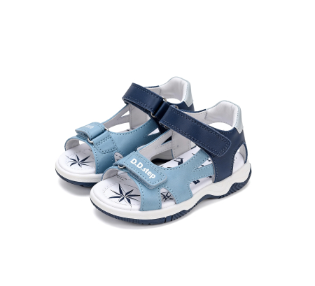 Sandale din piele naturala, flexibile pentru primii pasi G103-61935B in culoarea albastru pentru baieti [6]