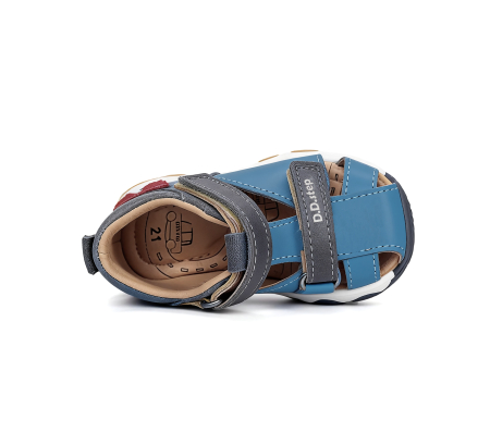 Sandale flexibile din piele naturala, inchise, albastre G064-61909B pentru baieti [4]