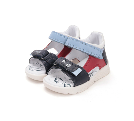 Încălțăminte copii - Sandale Supinate din piele naturala, pentru baieti, bleumarin, ajustare cu doua barete DA05-6-1884, Ponte