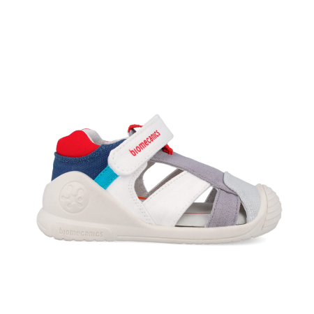 Sandale Textile Biomecanics 262186-B156  pentru baietii de culoare alb cu rosu [4]