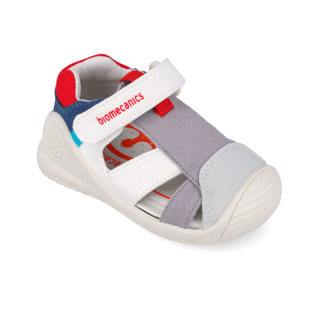 Sandale Textile Biomecanics 262186-B156  pentru baietii de culoare alb cu rosu [2]