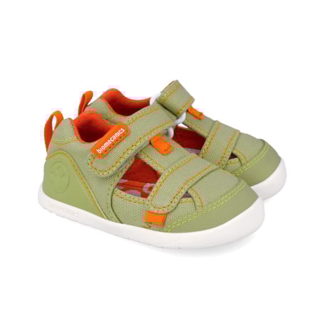 Încălțăminte copii - Sandale barefoot textile, inchise, verzi foarte flexibile 262191-B442 pentru fete Biomecanics