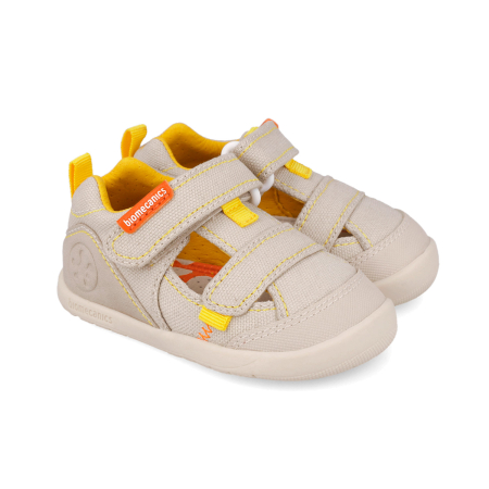 Încălțăminte copii - Sandale barefoot textile, inchise, bej, foarte flexibile 262191-C891 unisex Biomecanics