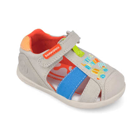 Sandale barefoot textile, inchise, bej, foarte flexibile 262198-B103 pentru baieti Biomecanics [2]