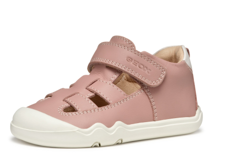 Încălțăminte copii - Sandale barefoot Geox primii pași piele naturală B Steppieup B5563A roz pentru fetițe