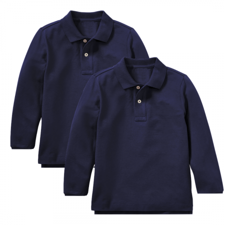 Set 2 Bluze Polo Mâneca Lunga Copii, Bleumarin, Scoala, TinTin Shop