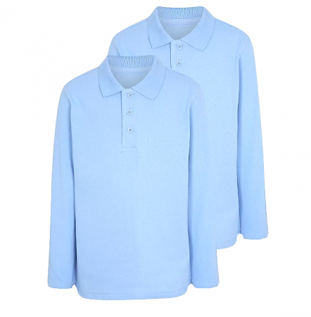 Set 2 bluze polo maneca lunga copii, albastru deschis, TinTin Shop