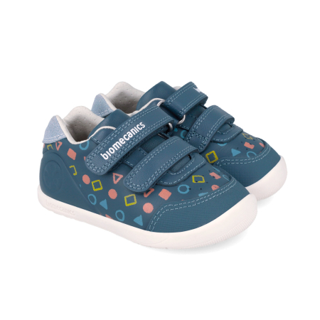 Pantofi primii pași - Sneaker Biomecanics Calapod Lat 262166-A556  din piele naturala, pentru baieti in culoarea albastru, Biomecanics Barefoot