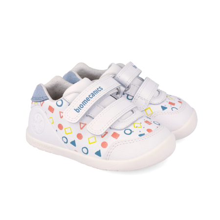 Pantofi primii pași - Sneaker Biomecanics Calapod Lat 262166-B050 din piele naturala, pentru baieti in culoarea alb, Biomecanics Barefoot