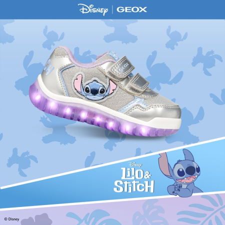 Sneakers cu Luminite Lightyloo GB6561C 0AJAS C1316 Stitch, Geox argintii pentru fete [0]
