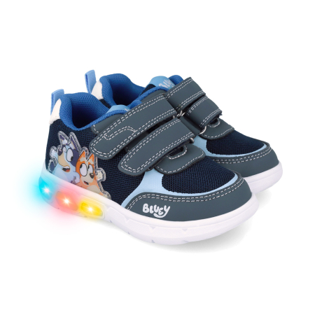 Pantofi primii pași - Adidasi textili bleumarin pentru baieti cu luminite si Bluey. 262860-A008 Garvalin