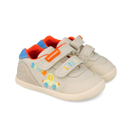 Încălțăminte copii - Tenisi foarte usori Biomecanics Barefoot Calapod Lat 262196-B103 in culoarea bej cu masinute pentru baieti Barefoot, Biomecanics