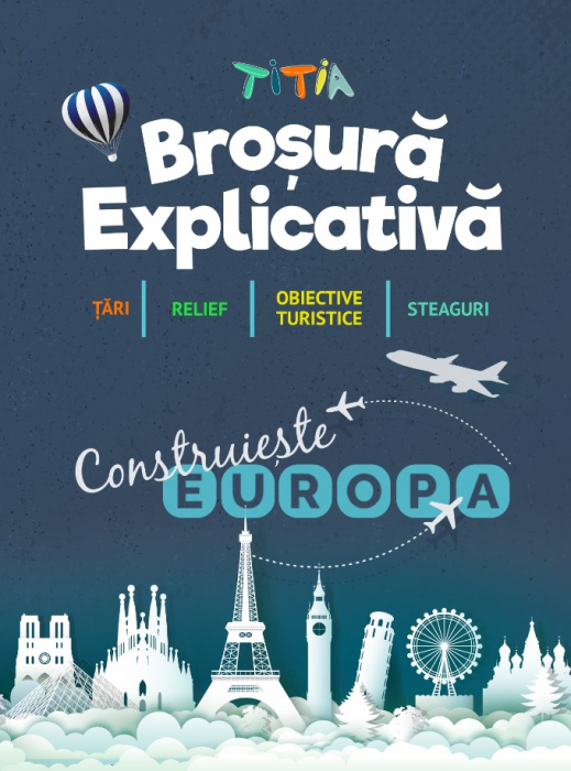 Construiește Europa - Puzzle Educativ în format mare - Țări, Relief, Steaguri și Obiective Turistice [6]