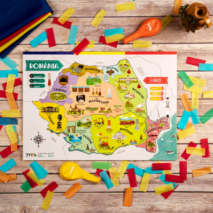 Construiește România - Puzzle în 3 straturi - Județe, Regiuni, Relief [5]