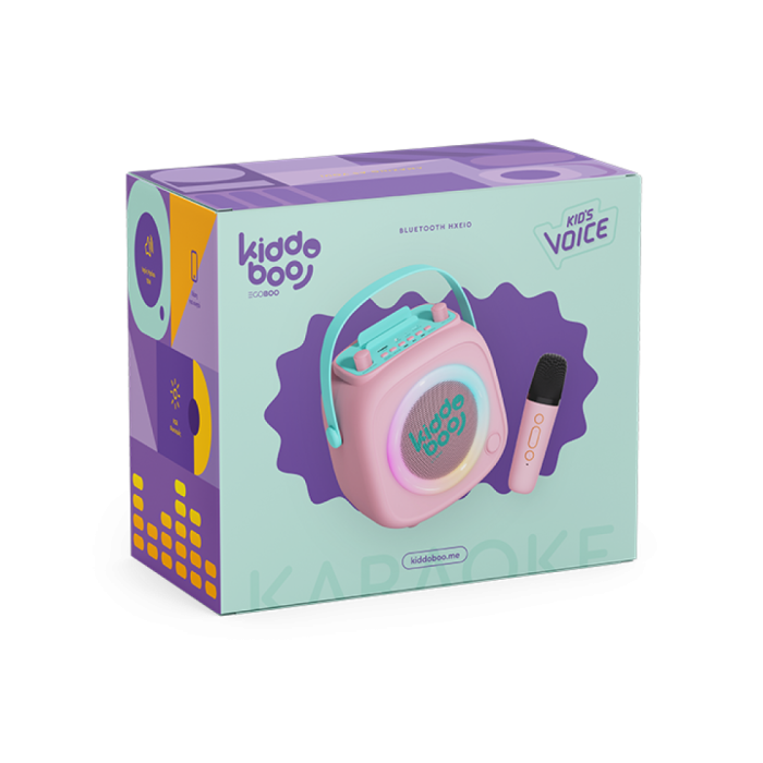 Boxă Karaoke Bluetooth pentru copii KIDDOBOO KidsVoice Pink, microfon inclus, 10W, Bluetooth 5.3, 4+ ani [5]