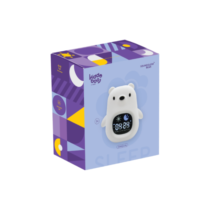 Ceas deșteptător și lampă de veghe copii KIDDOBOO SoundGlow Bear, sunete albe, Sleep Trainer, LED, 4+ ani [6]