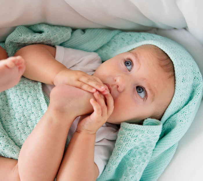 Paturica Bebelusi Bambus 80 x 100cm - Mint Popcorn [3]