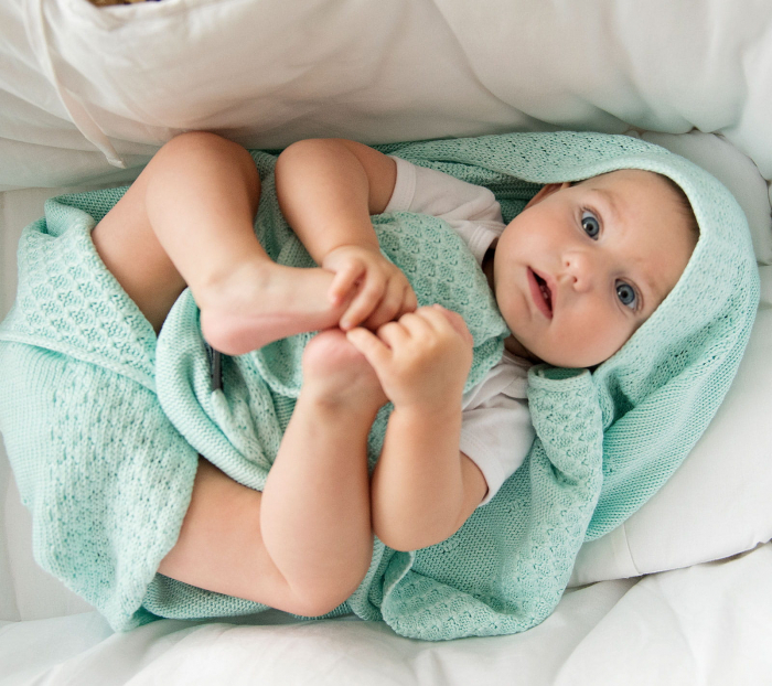 Paturica Bebelusi Bambus 80 x 100cm - Mint Popcorn [4]