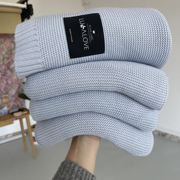 Patura crosetata bambus  120 x 100cm - Frozen Blue [4]