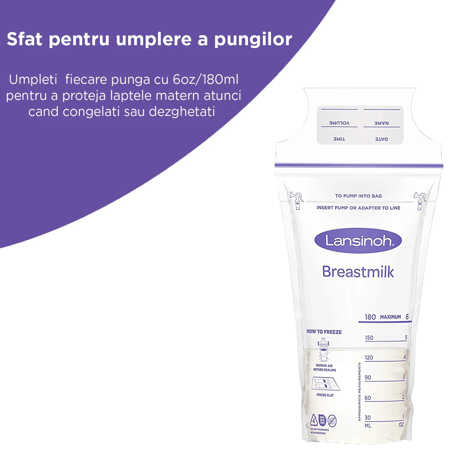 Pungi de stocare a laptelui matern - Lansinoh (50 buc.) [3]