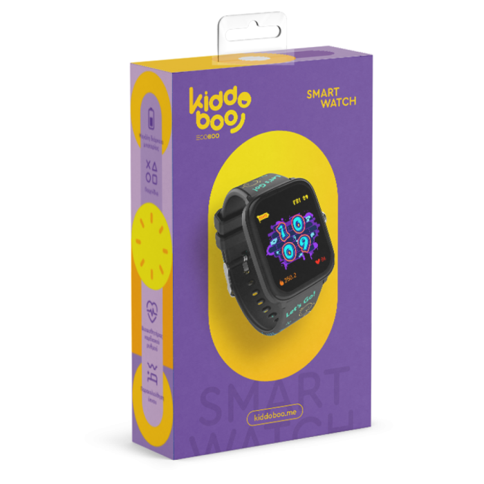 Smartwatch copii KIDDOBOO 2.0 Black, Bluetooth, 10 moduri sport, jocuri, 6+ ani [4]