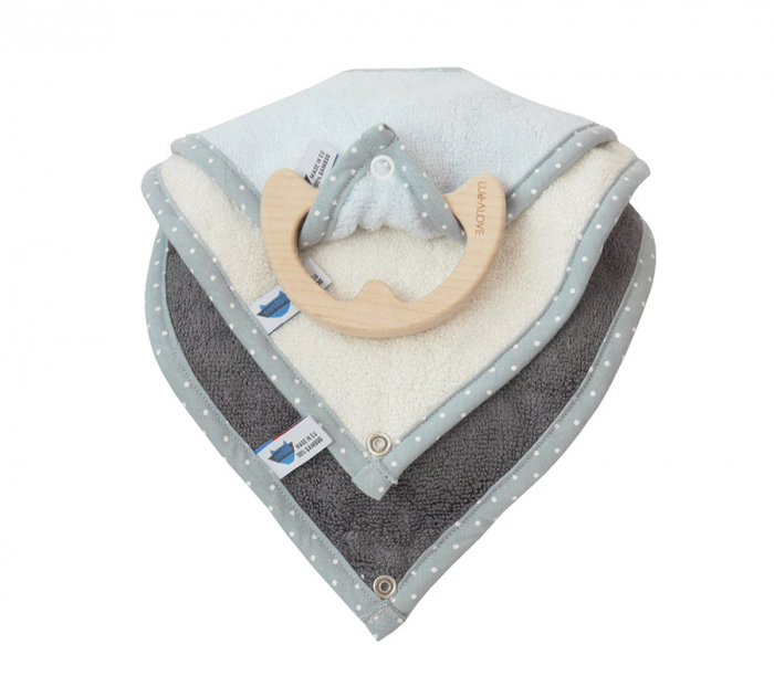 Jucarie dentitie cu bavetica albastra, lemn de artar [5]