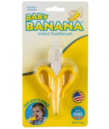 Jucarie Dentitie ToothBrush Yellow Baby Banana [0]