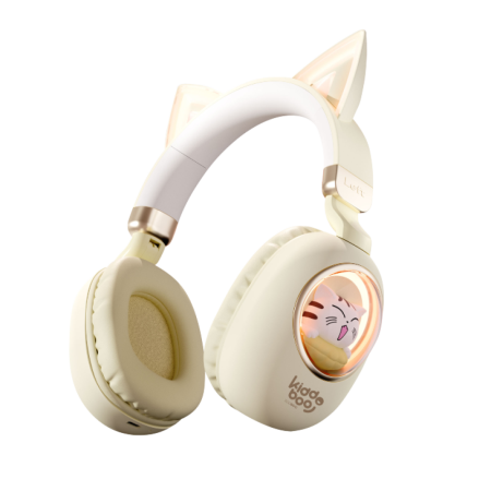 KIDDOBOO Gadgets pentru copii - Căști Bluetooth pentru Copii KIDDOBOO Delulu Gold, Limitare Volum 86 dB, Bluetooth 5.0, 9+