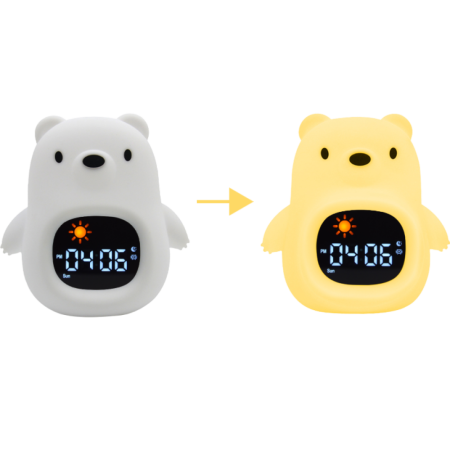 Ceas deșteptător și lampă de veghe copii KIDDOBOO SoundGlow Bear, sunete albe, Sleep Trainer, LED, 4+ ani [3]