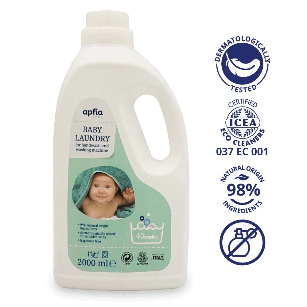 Detergent de rufe lichid ECO, pentru bebelusi, Natural, Sensitive, Fără parfum, 40 spălări, 2L, Apfia Care [0]