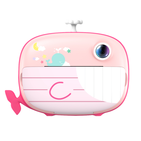 Cameră foto instant pentru copii KIDDOBOO FotoFun 2 Whale Pink, imprimare termică, 2MP, card 32GB, 4+ ani [1]