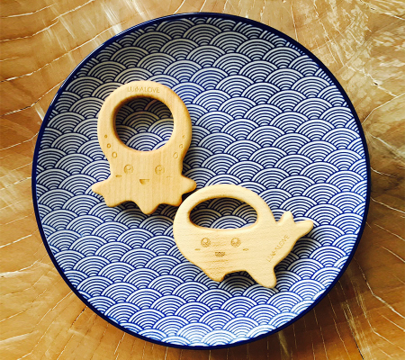 Jucarie dentitie + clips, lemn de artar , Mamari [3]