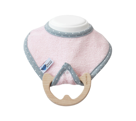 Jucarie dentitie cu bavetica roz, lemn de artar [0]