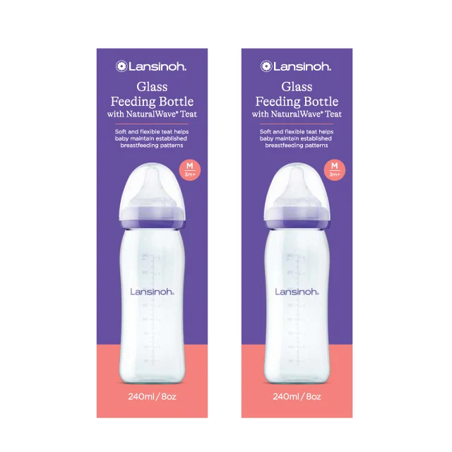 Biberoane - Kit: biberon din sticla 240 ml x2buc, Lansinoh