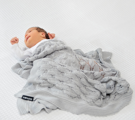 Paturica Bebelus Bambus Boho 80 x 100cm Gri [2]