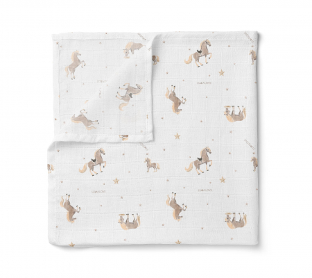 Scutece infasat - Muselina Bambus si Bumbac Horses