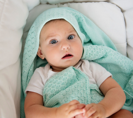 Paturica Bebelusi Bambus 80 x 100cm - Mint Popcorn [4]