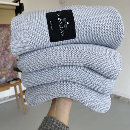 Patura crosetata bambus  120 x 100cm - Frozen Blue [3]