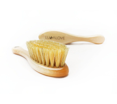 Igiena Bebelusului - Perie par natural + muselina Blueberries CADOU