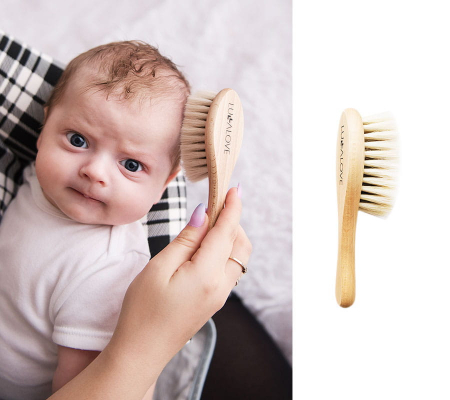 Perie par natural de capra + muselina Arici Albastru CADOU [3]