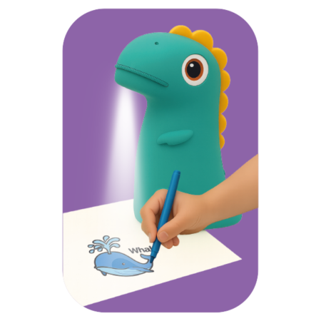 Proiector de desen pentru copii KIDDOBOO Dino's Art Green, 32 imagini, 4 discuri, lampă de veghe, 4+ ani [1]