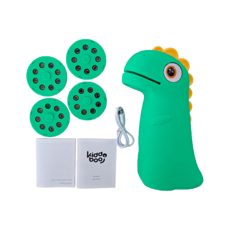Proiector de desen pentru copii KIDDOBOO Dino's Art Green, 32 imagini, 4 discuri, lampă de veghe, 4+ ani [3]