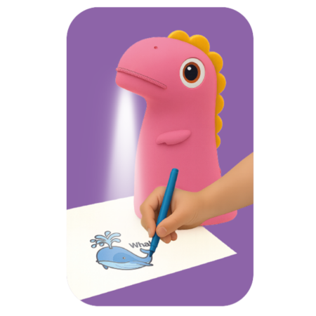 Proiector de desen pentru copii KIDDOBOO Dino's Art Pink, 32 imagini, 4 discuri, lampă de veghe, 4+ ani [1]