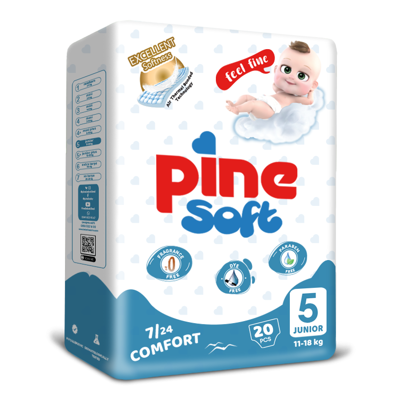 Scutece Unica Folosinta - Scutece pentru bebeluși Pine Soft Nou-Nascut Marimea 5 (11-18kg x 26 buc)