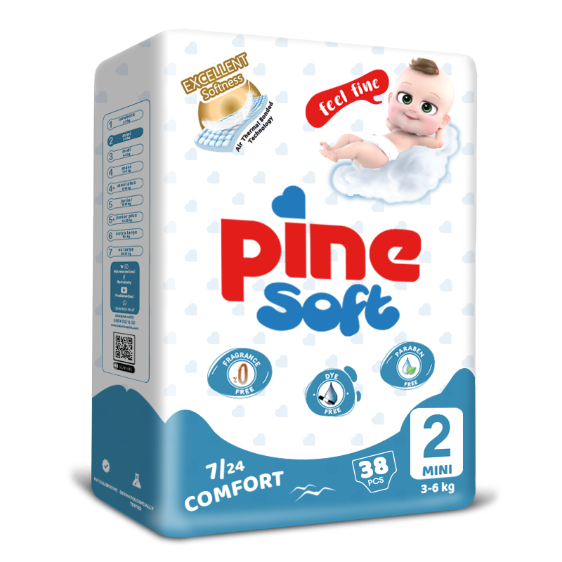 Scutece Unica Folosinta - Scutece pentru bebeluși Pine Soft Nou-Nascut Marimea 2 (3-6 kg x 38 buc)