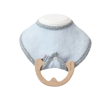 Jucarie dentitie cu bavetica albastra, lemn de artar [0]