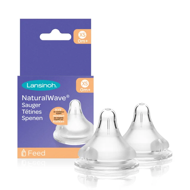 Pachet Necesar Alaptare - Tetina cu flux foarte lent NaturalWave® XS, Lansinoh x 2 bucati