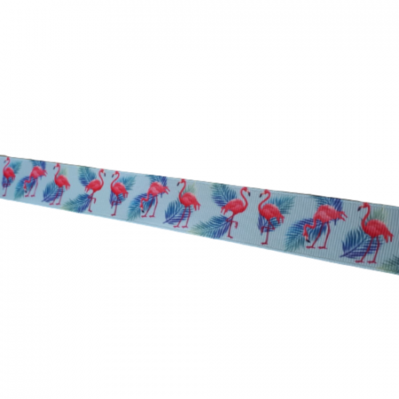 Benzi tesute tip panglica - Banda ripsata imprimata, model flamingo