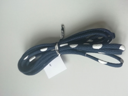 Benzi textile tip cordoane si spaghete - Banda tip spaghetti albastru cu buline